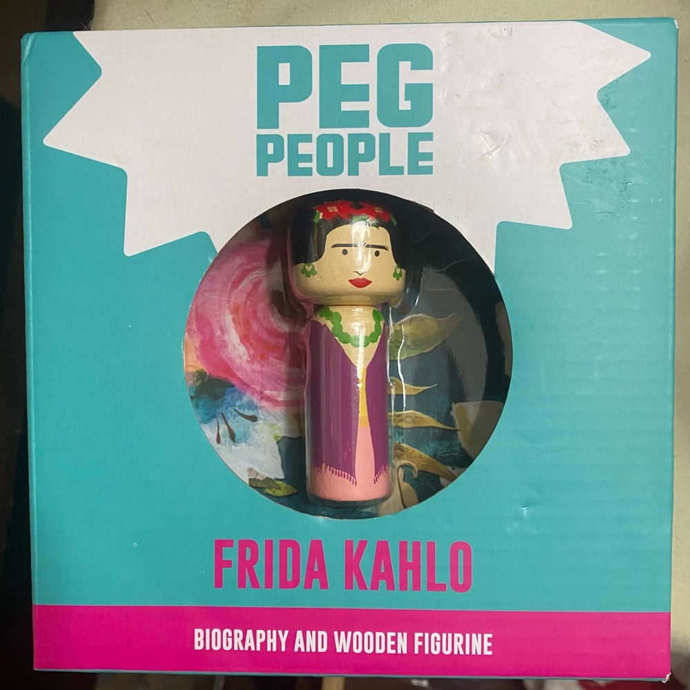 Frida Kahlo Peg People, Biography and Wooden Figure, Collectible and Unique